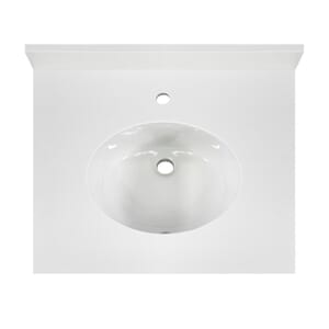 25 in. x 22 in. Quartz Vanity Top with Ceramic Basin