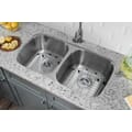 Undermount 32-1/4 In. 50/50 Bowl 16 Ga. Stainless Steel Kitchen Sink