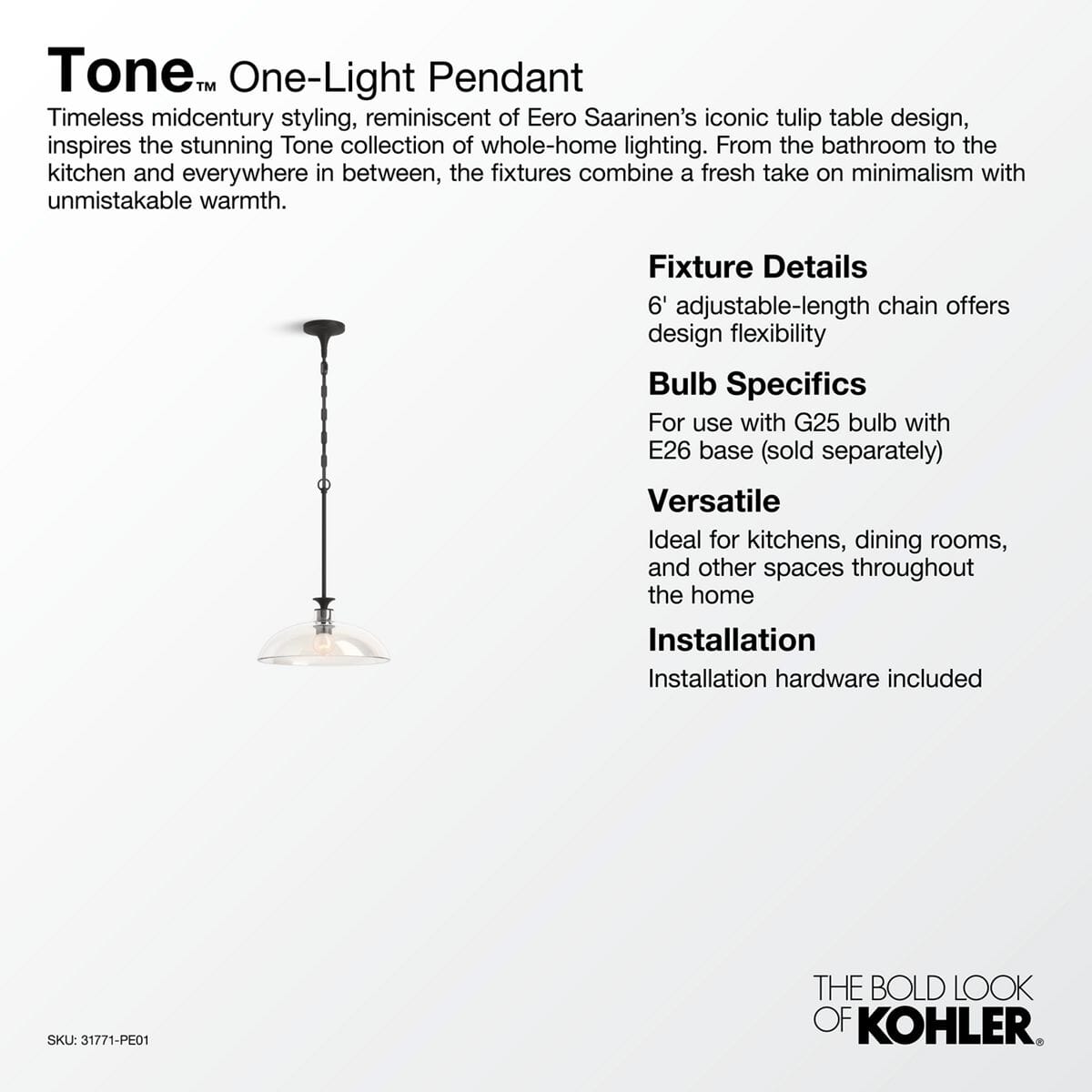 Tone™ 15" one-light pendant